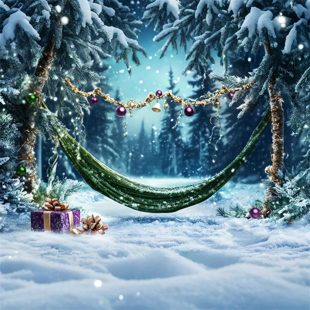 Toile de fond Forêt de Noël Hamac Hivernal Cadeaux Décorations LXX58-311