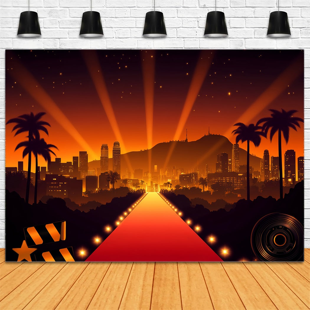 Toile de fond Tapis Rouge Hollywood Skyline Lueur Projecteur LXX58-312