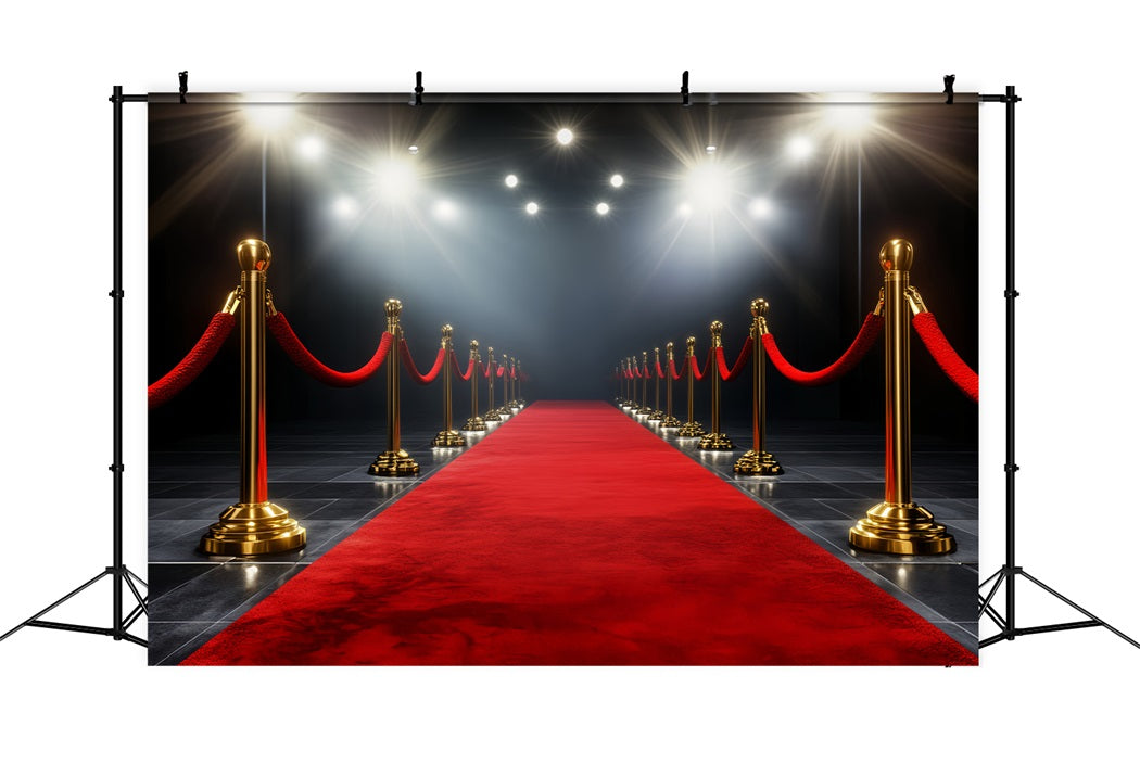 Toile de fond Tapis Rouge Allée Dorée Glamour Projecteurs LXX58-313