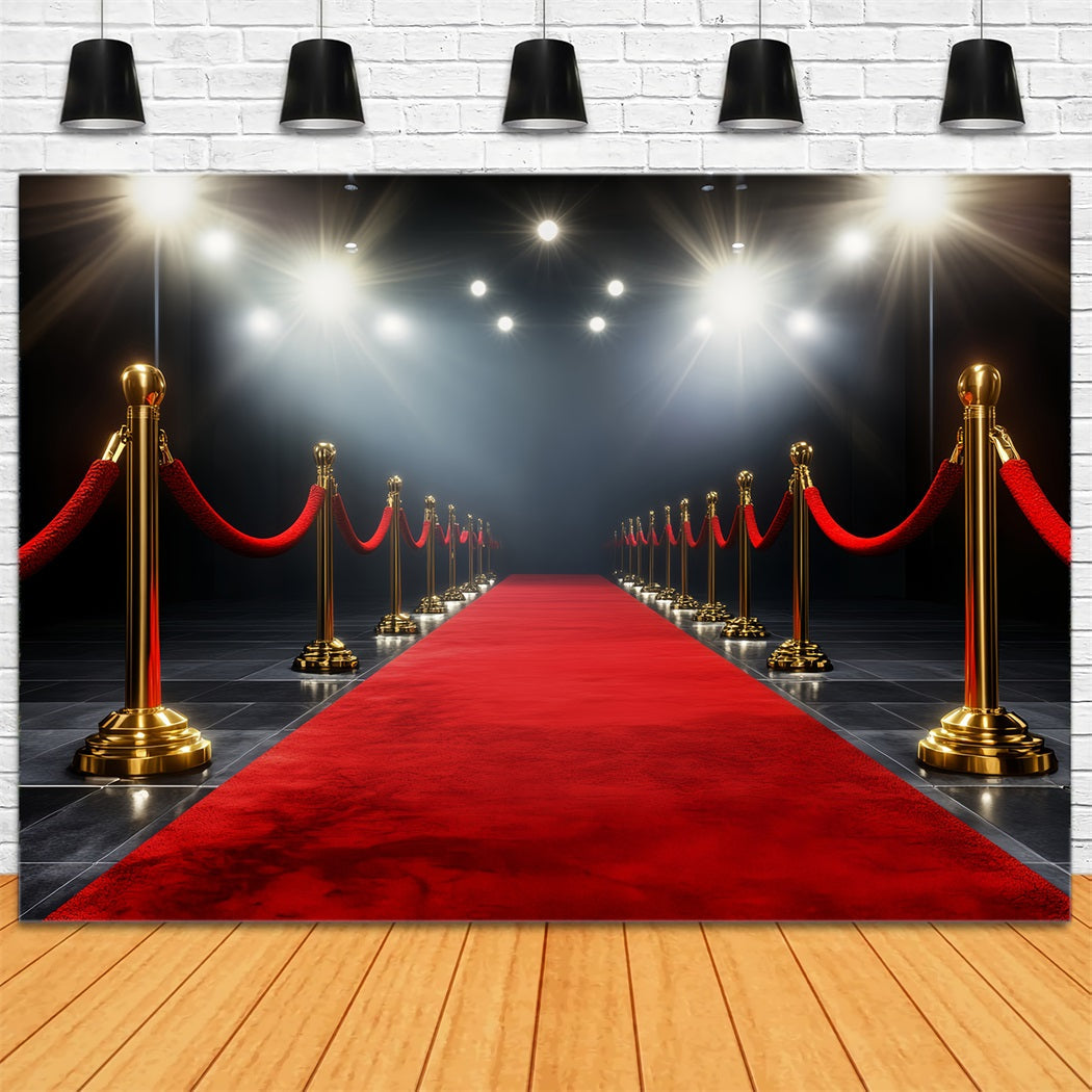 Toile de fond Tapis Rouge Allée Dorée Glamour Projecteurs LXX58-313