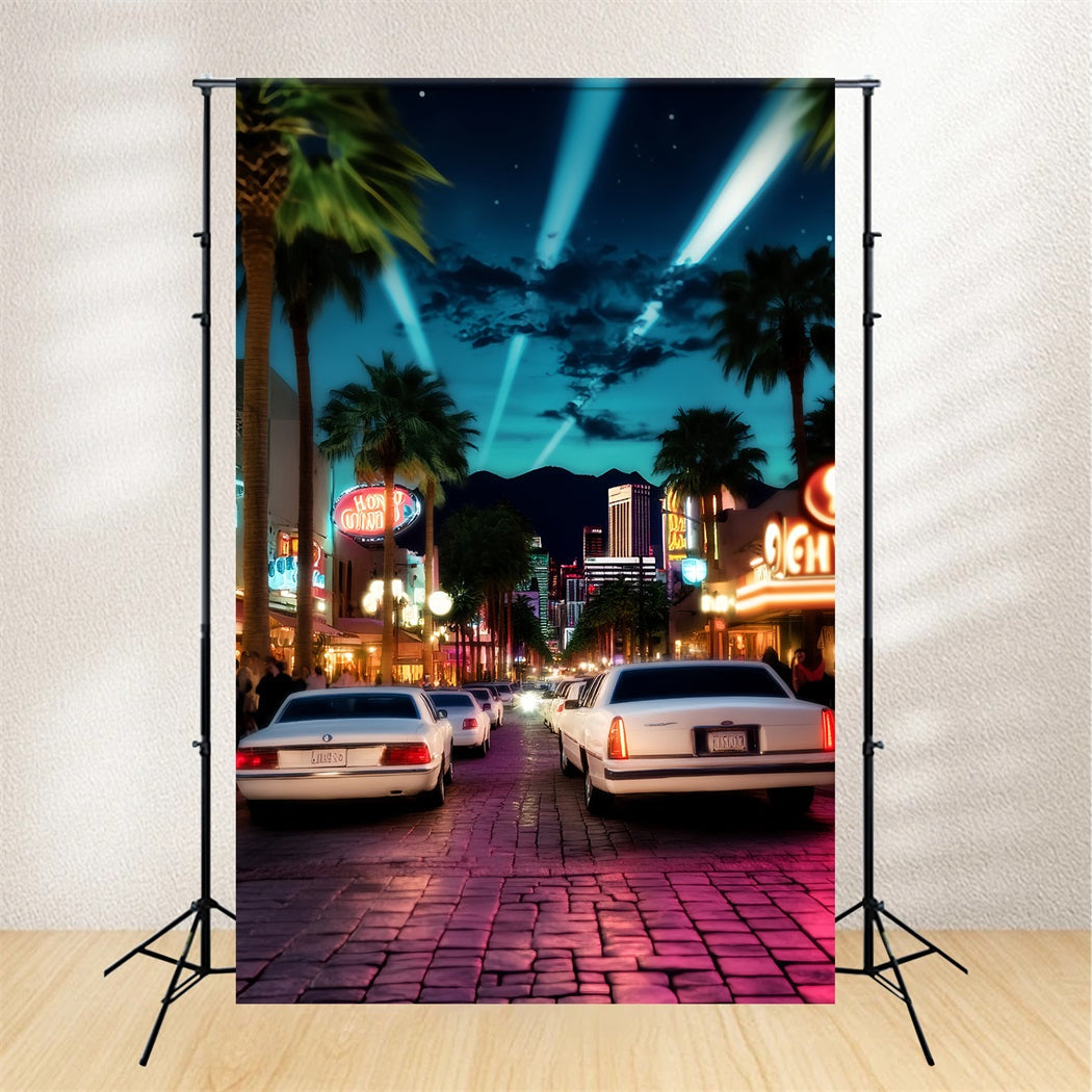Toile de fond Tapis Rouge Limousine Boulevard Lumières Néon LXX58-315