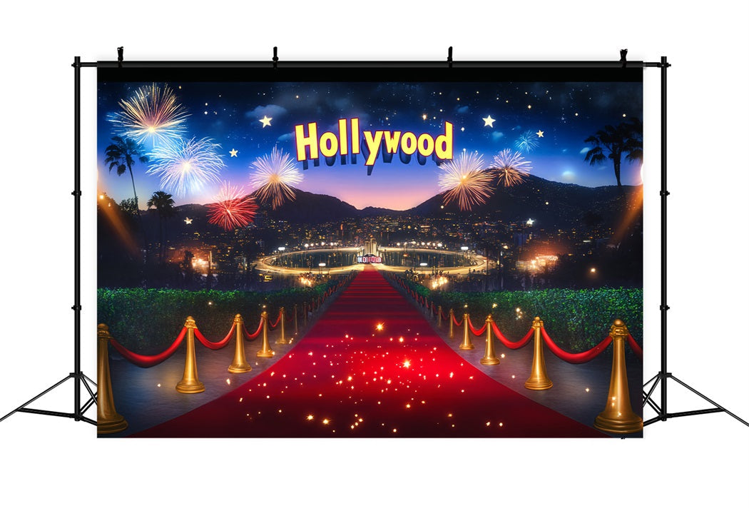 Toile de fond Tapis Rouge Hollywood Feux d’Artifice Nuit Célébration LXX58-316