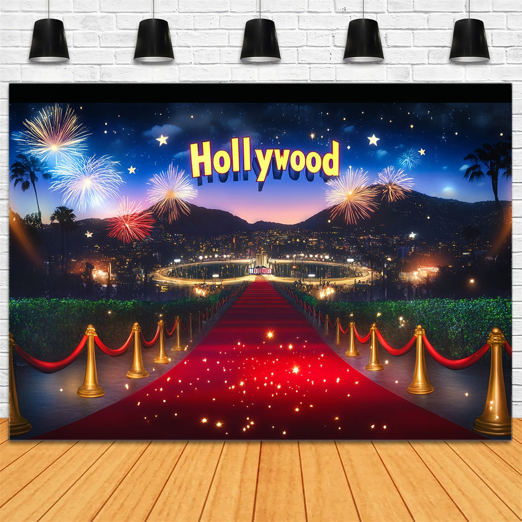 Toile de fond Tapis Rouge Hollywood Feux d’Artifice Nuit Célébration LXX58-316