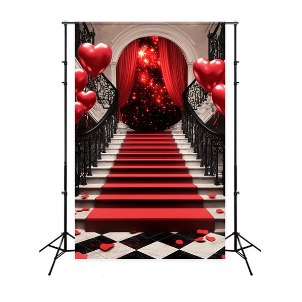 Toile de fond Tapis Rouge Escalier Romantique Ballons Cœur Scène LXX58-319