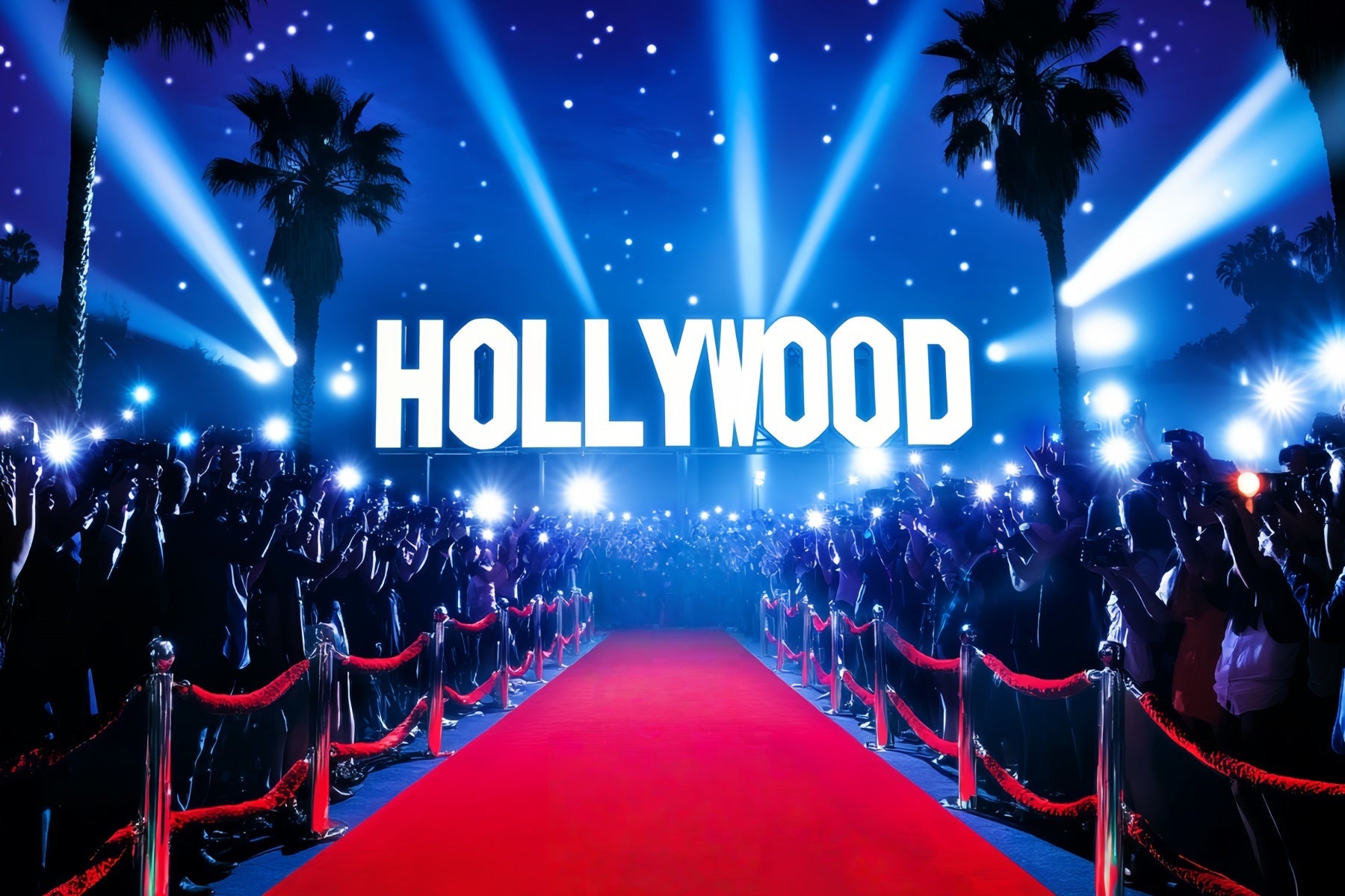 Toile de fond Tapis Rouge Hollywood Lumières Foule Paparazzi LXX58-323