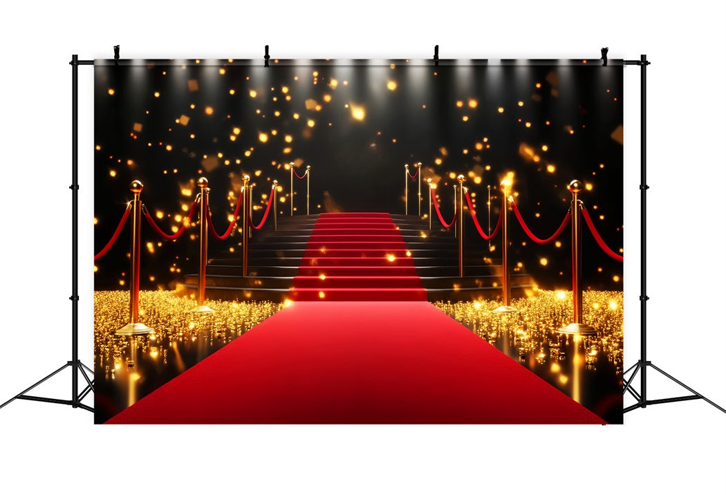 Toile de fond Tapis Rouge Escalier Étincelant Doré Entrée LXX58-328