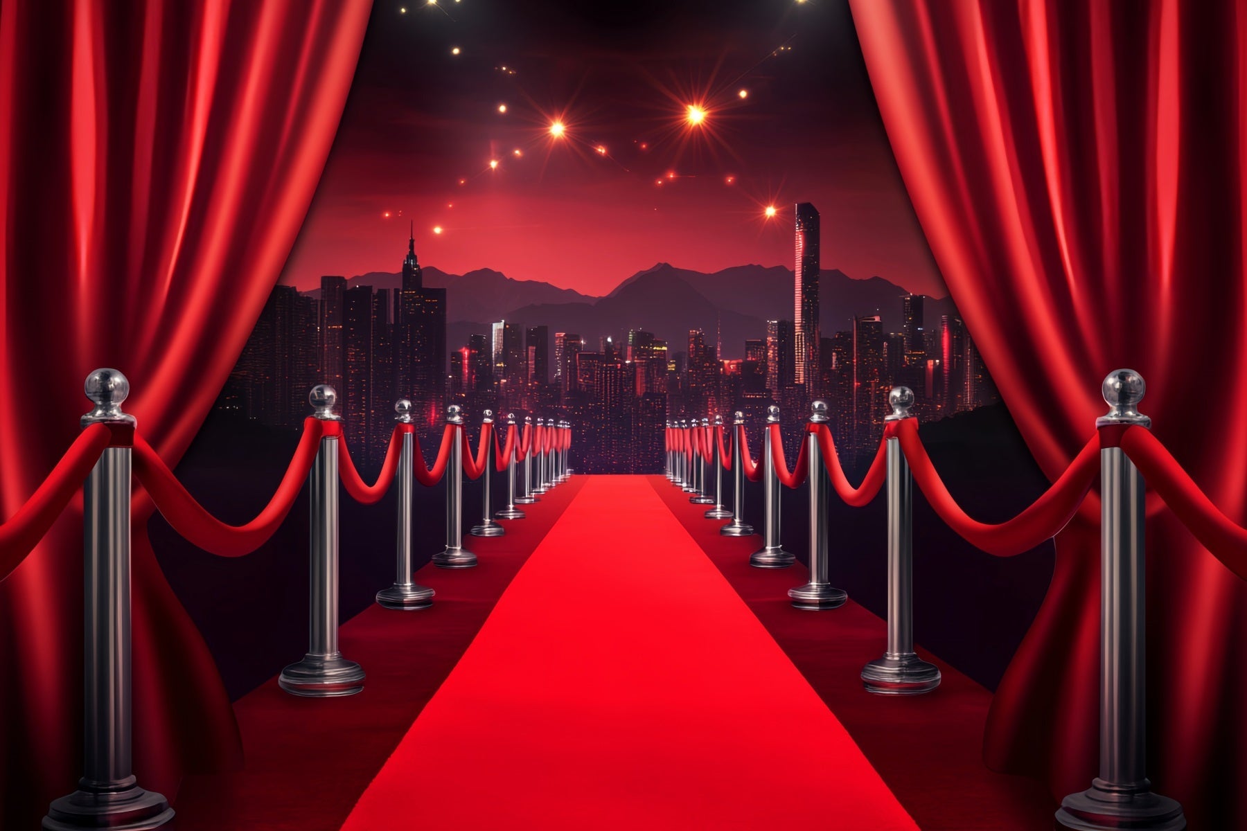 Toile de fond Tapis Rouge Rideau Rouge Skyline Promenade LXX58-329