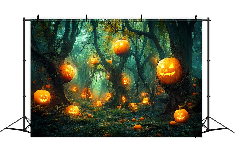 Fond photo halloween Forêt Enchantée Citrouilles LXX58-33