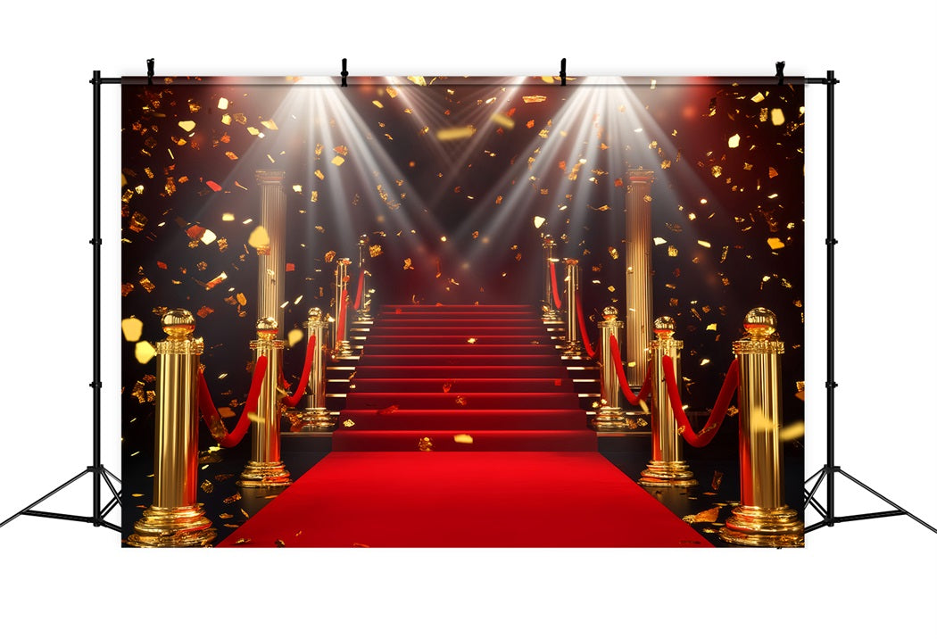 Toile de fond Tapis Rouge Colonne Dorée Escalier Étincelant LXX58-331