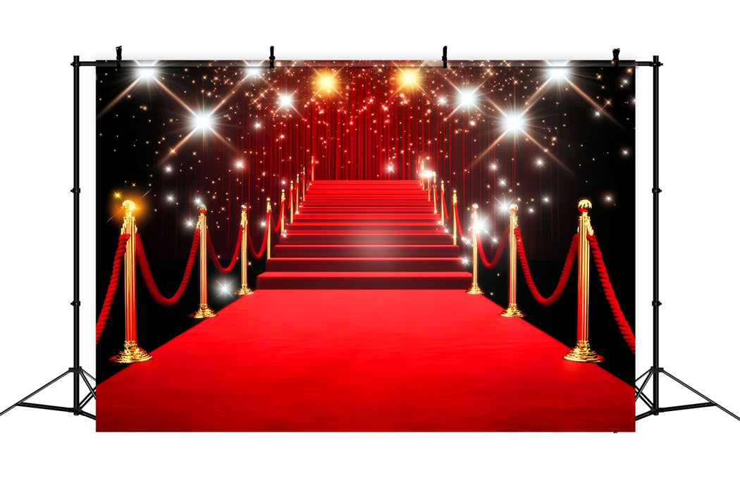 Toile de fond Tapis Rouge Escalier Brillant Doré Lumières LXX58-332