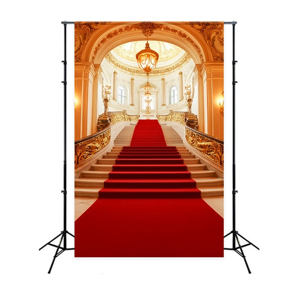 Toile de fond Tapis Rouge Lustre Royal Doré Escalier LXX58-334