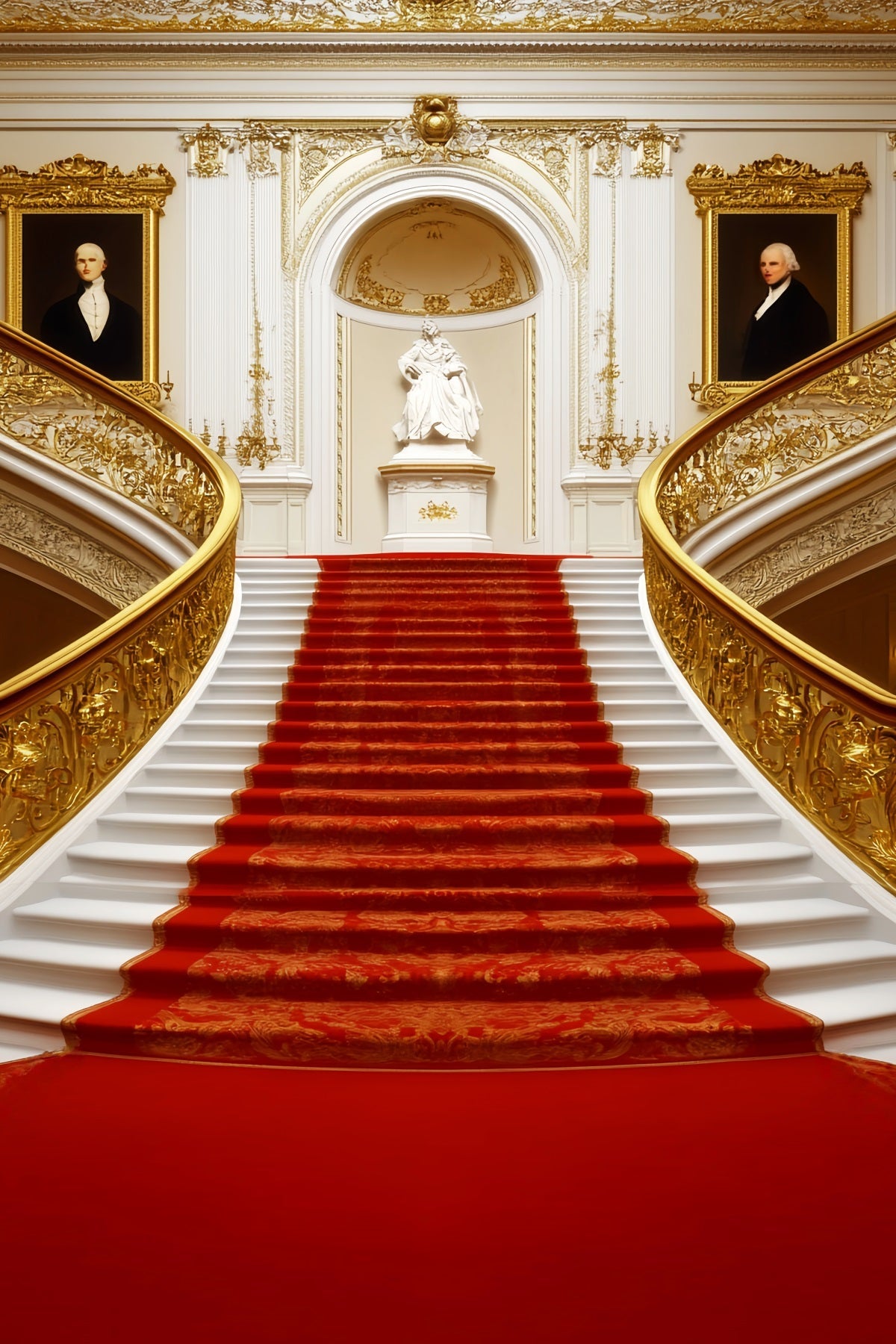 Toile de fond Tapis Rouge Statue Classique Escalier Royal LXX58-335
