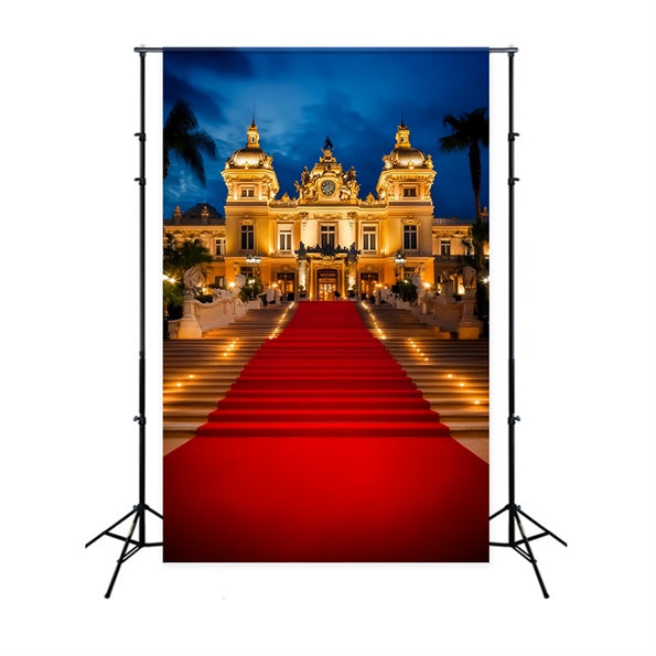 Toile de fond Tapis Rouge Entrée Palais Illuminée Nuit LXX58-338