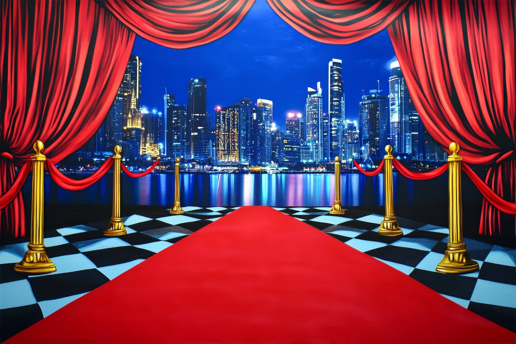 Toile de fond Tapis Rouge Skyline Urbain Rideau Entrée LXX58-340