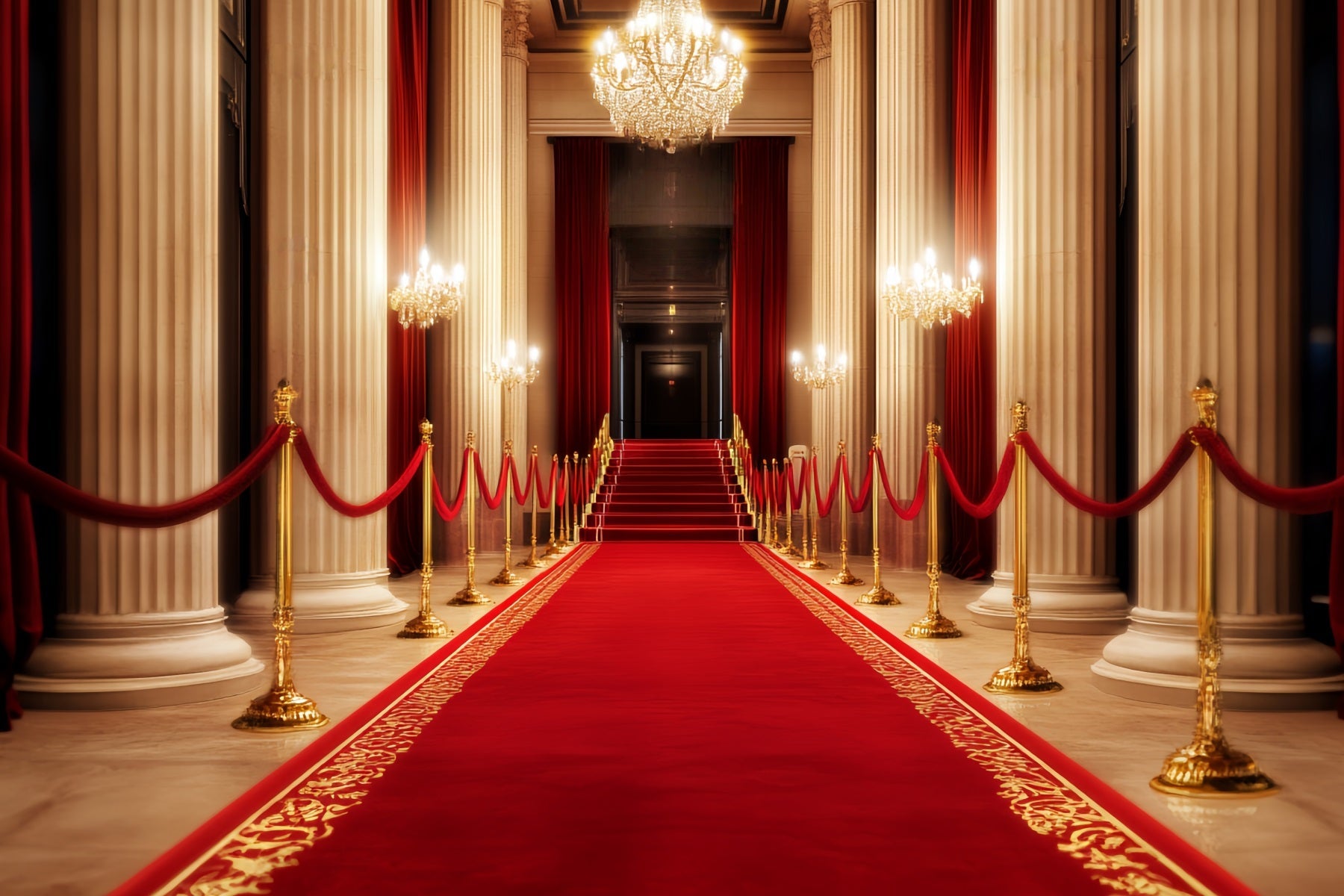 Toile de fond Tapis Rouge Grand Hall Lustre Brillant LXX58-341