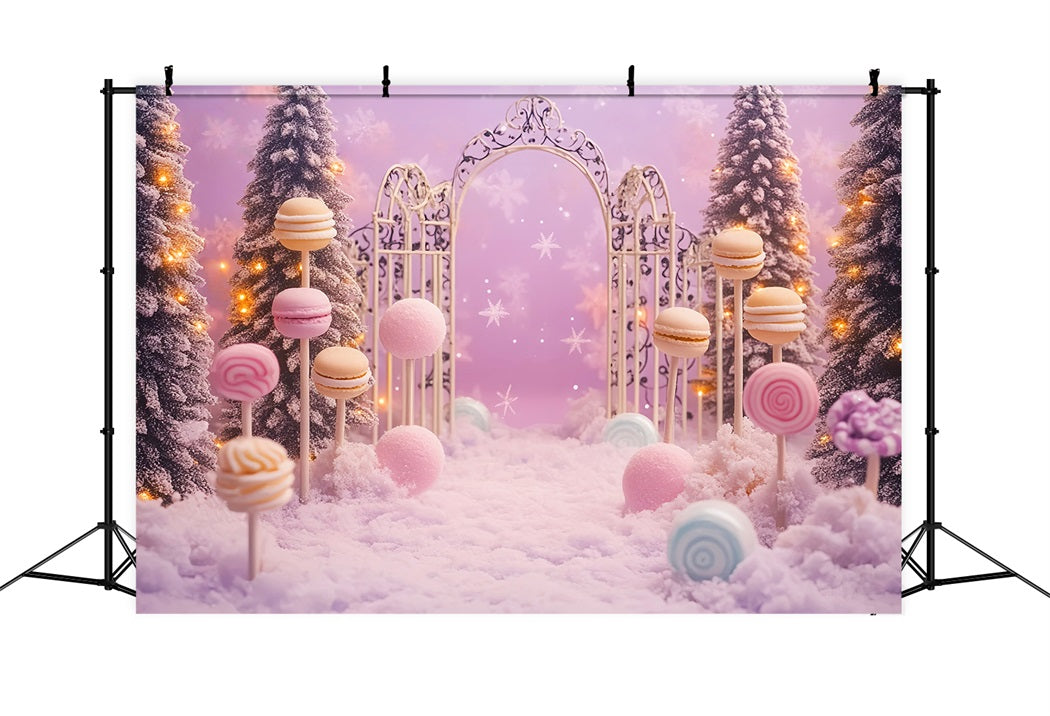 Toile de fond Nouveau-Né Pays des Bonbons Forêt Enneigée LXX58-347