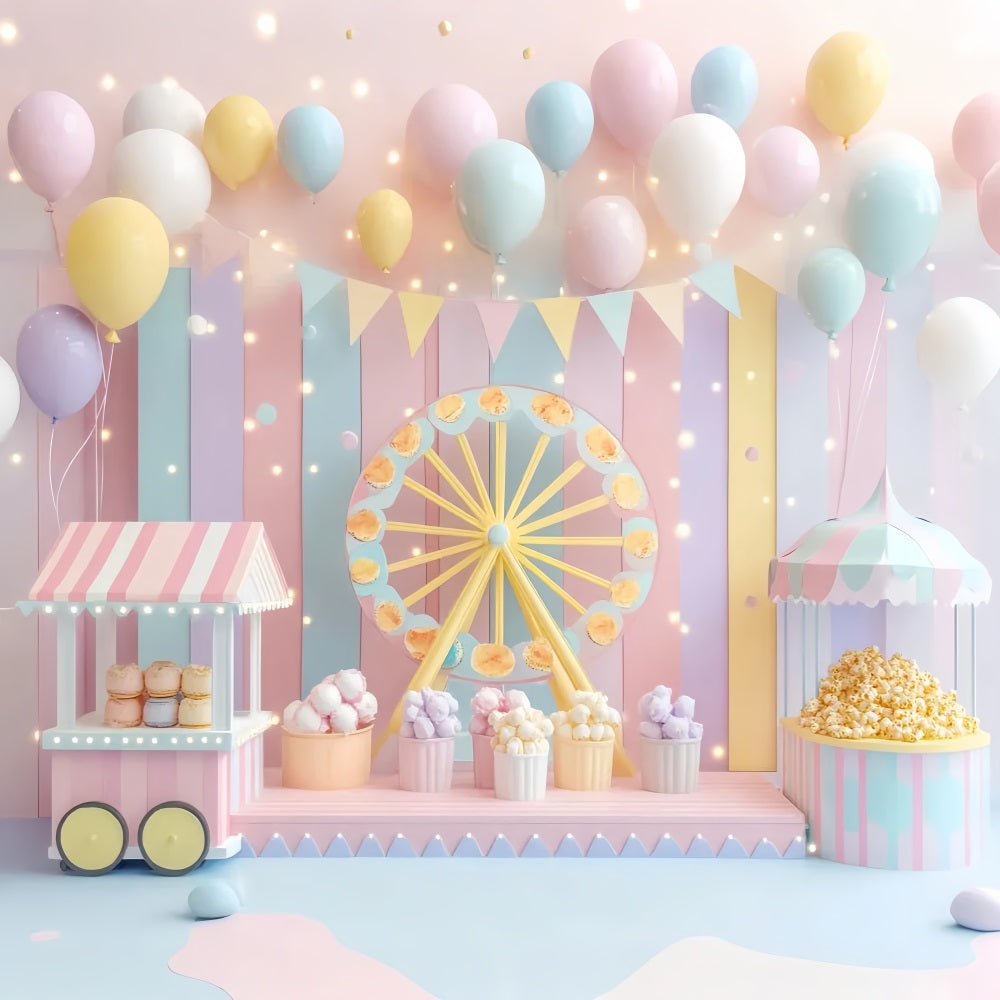 Toile de fond Bébé Carnaval Pastel Grande Roue LXX58-352