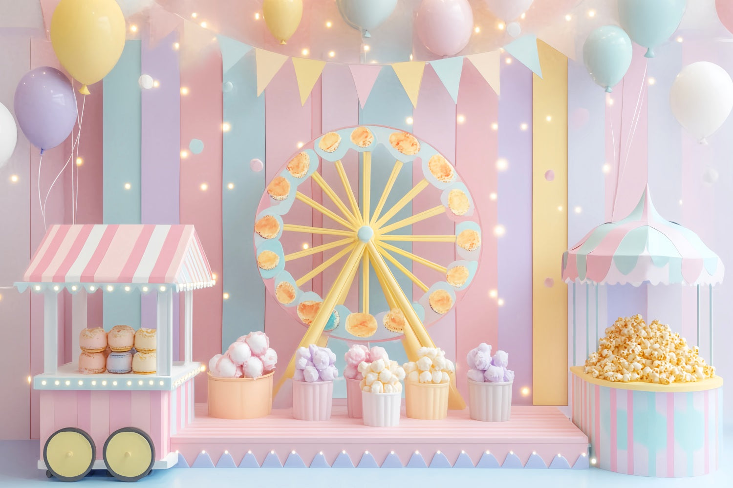 Toile de fond Bébé Carnaval Pastel Grande Roue LXX58-352