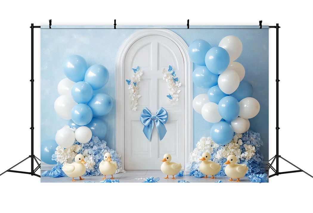 Toile de fond Nouveau-Né Ballons Bleus Canards Porte LXX58-353