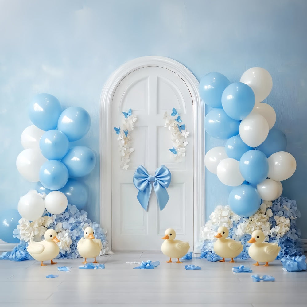 Toile de fond Nouveau-Né Ballons Bleus Canards Porte LXX58-353