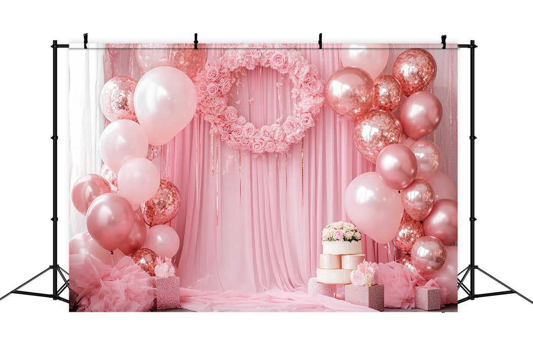 Toile de fond Nouveau-Né Roses Roses Couronne Ballons LXX58-356
