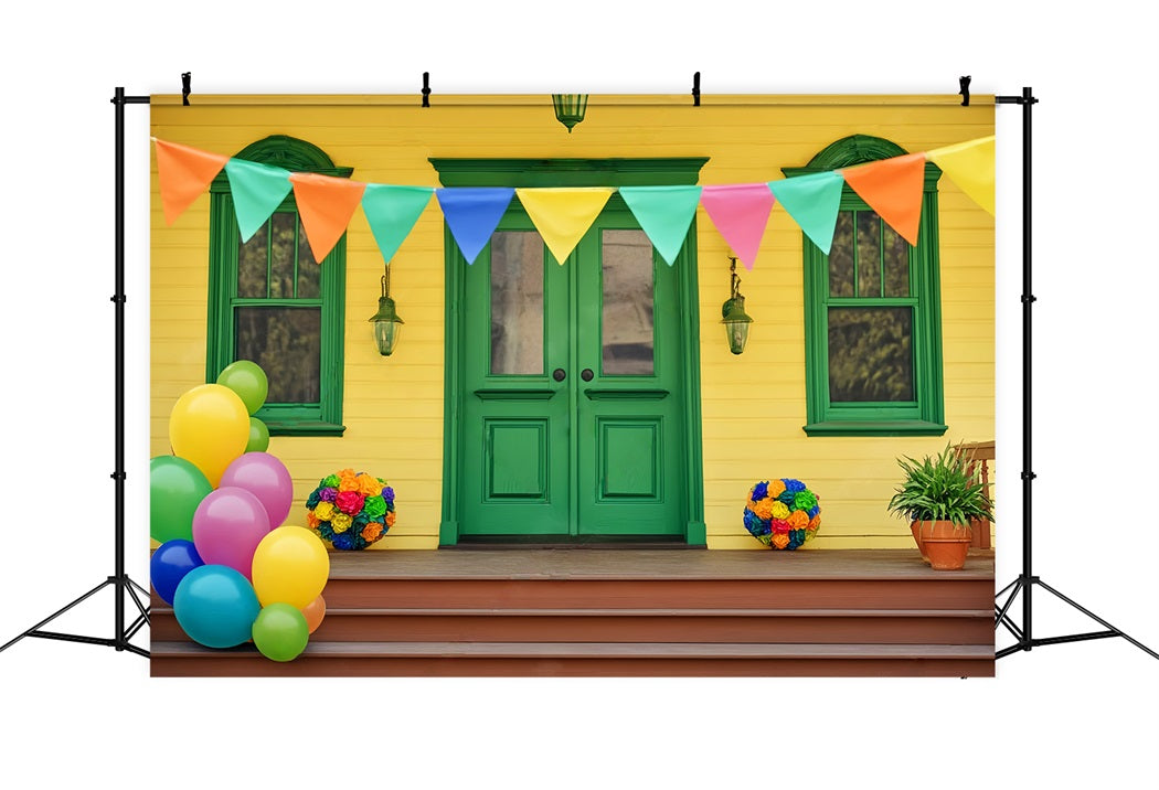 Toile de fond Bébé Ballons Colorés Porte Verte LXX58-357