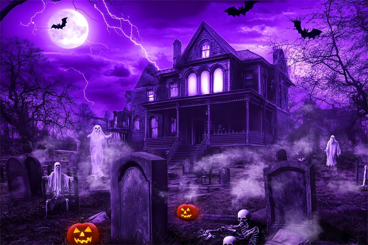 Fond halloween photo Manoir Hanté Nuit Lugubre LXX58-36