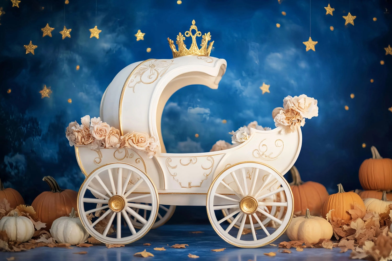 Toile de fond Bébé Carrosse Citrouille Royale Nuit LXX58-361
