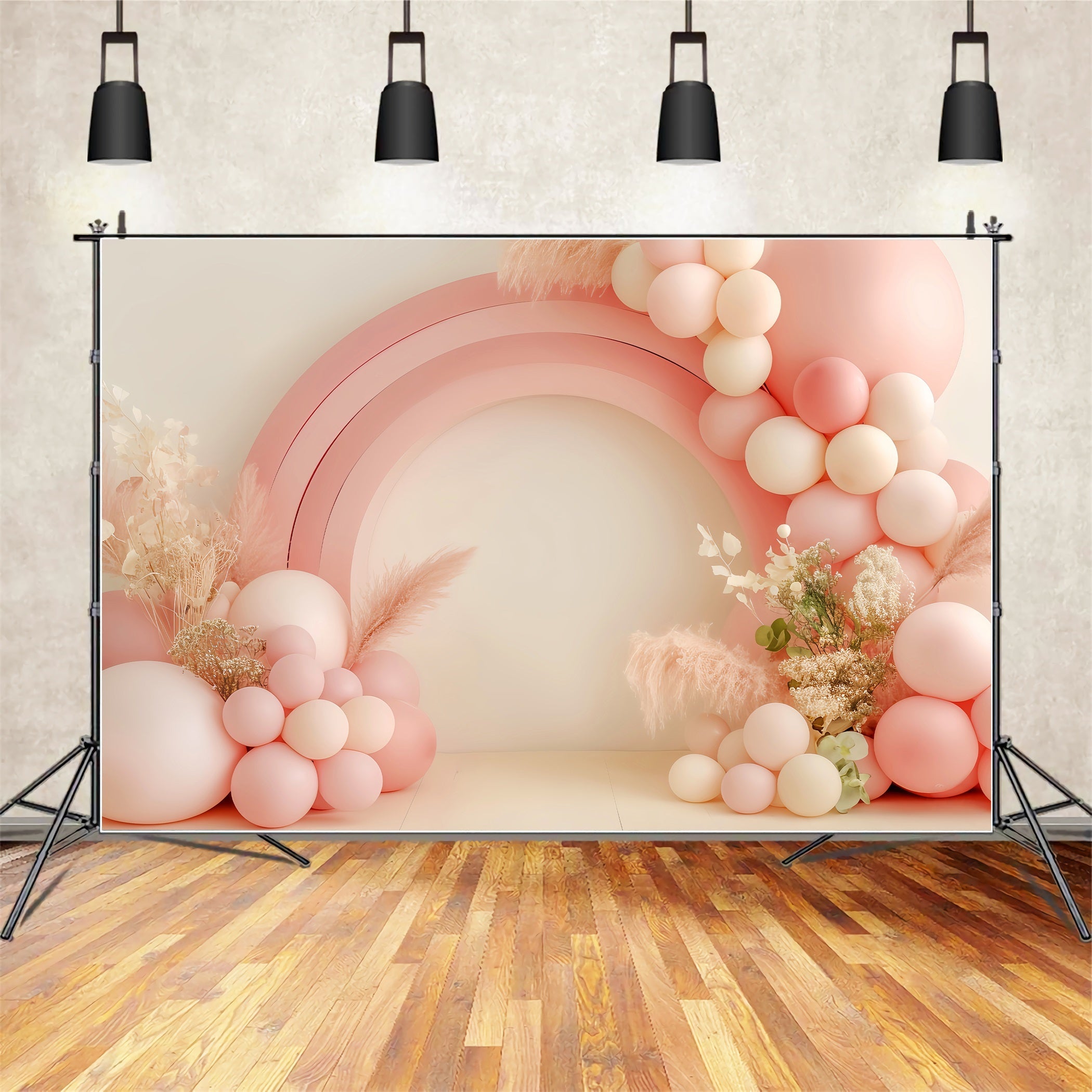 Toile de fond Nouveau-Né Arc-en-Ciel Doux Arche de Ballons LXX58-363