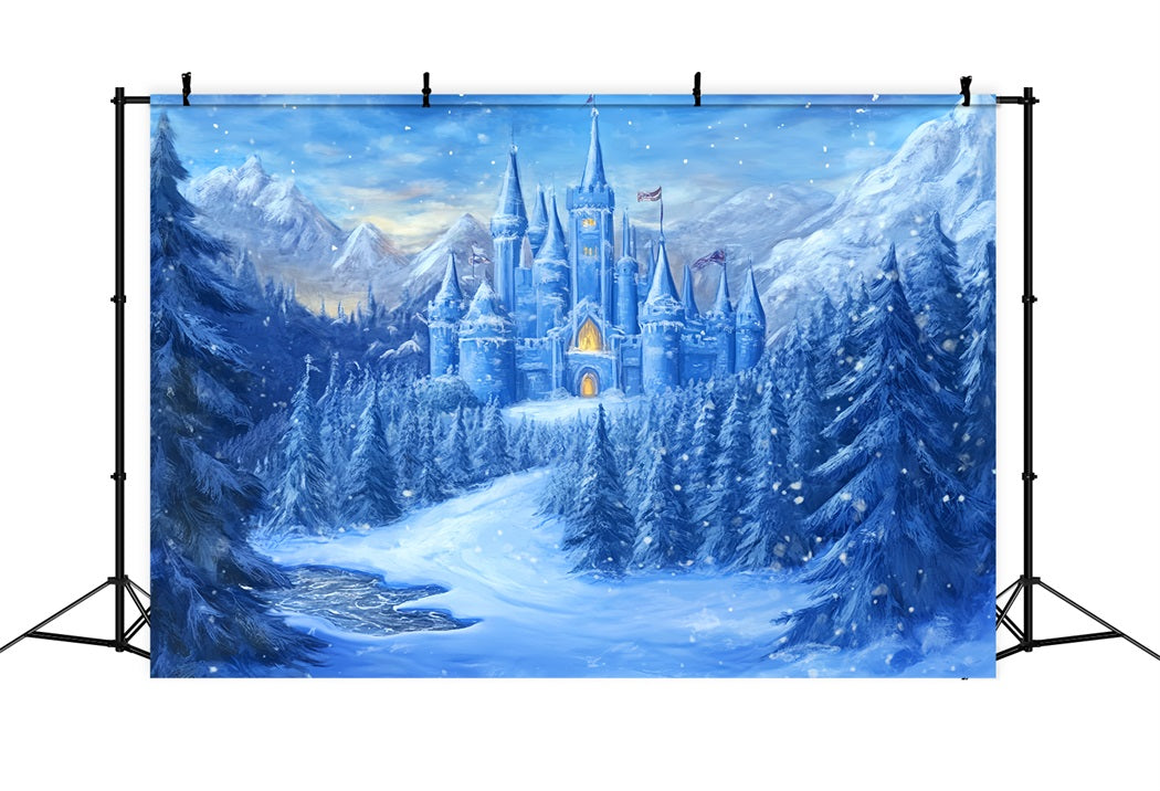 Toile de fond Bébé Château Hiver Enchanté Pays des Merveilles LXX58-372