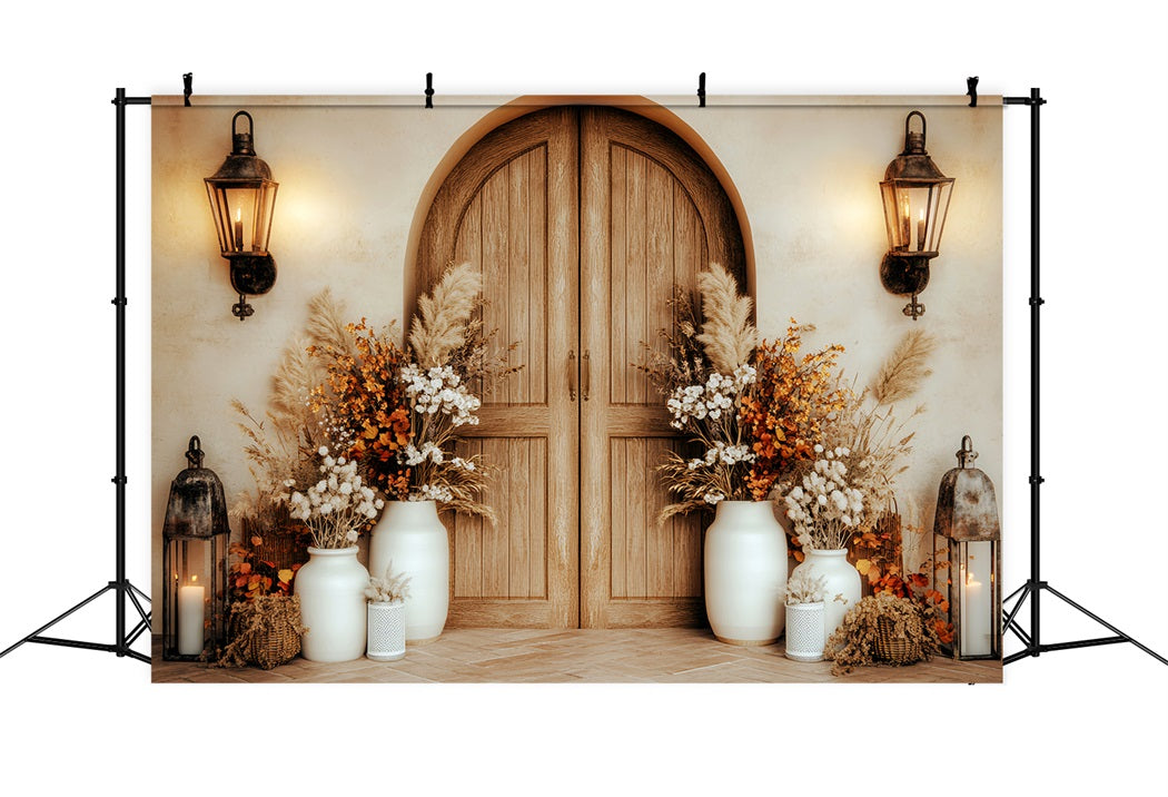 Toile de fond Nouveau-Né Porte Bois Rustique Fleurs LXX58-378
