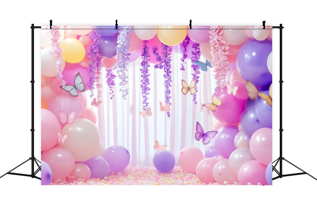 Toile de fond Nouveau-Né Papillon Arche Pastel Ballons LXX58-380