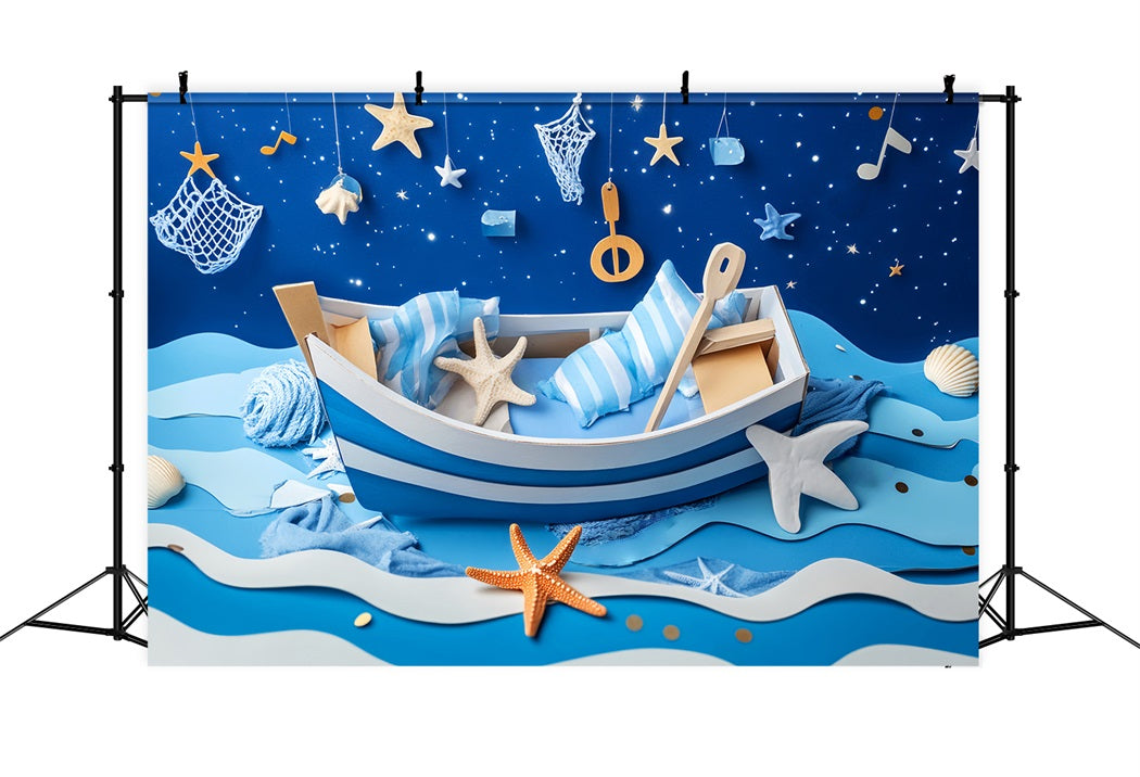 Toile de fond Bébé Chauve-Souriseau Bleu Nuit Étoiles LXX58-382