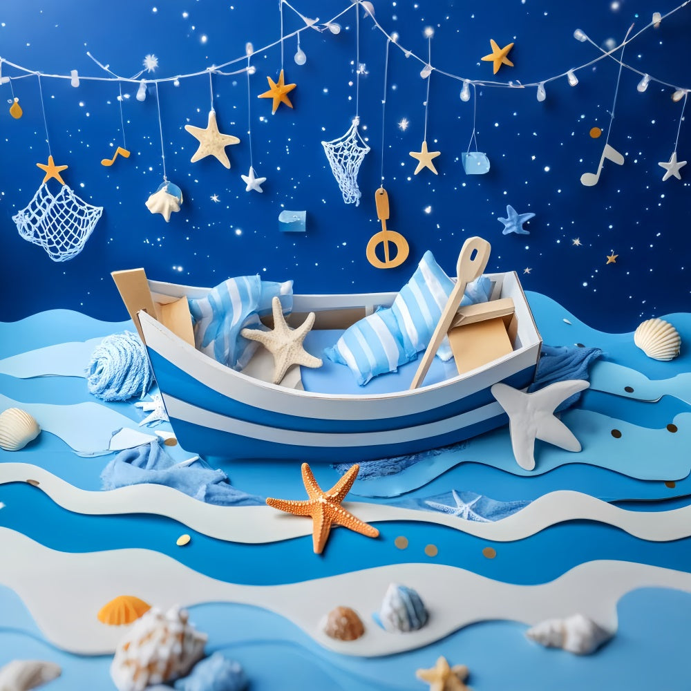 Toile de fond Bébé Chauve-Souriseau Bleu Nuit Étoiles LXX58-382