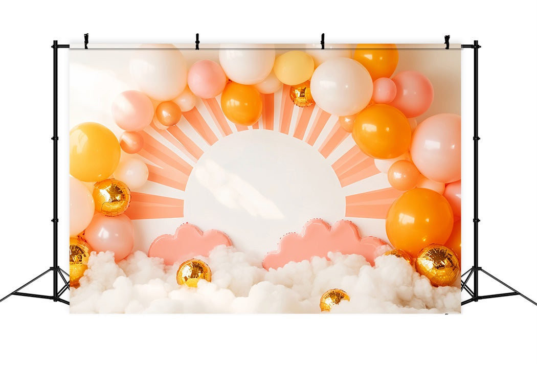 Toile de fond Nouveau-Né Lever de Soleil Nuages Lumineux Ballons LXX58-383
