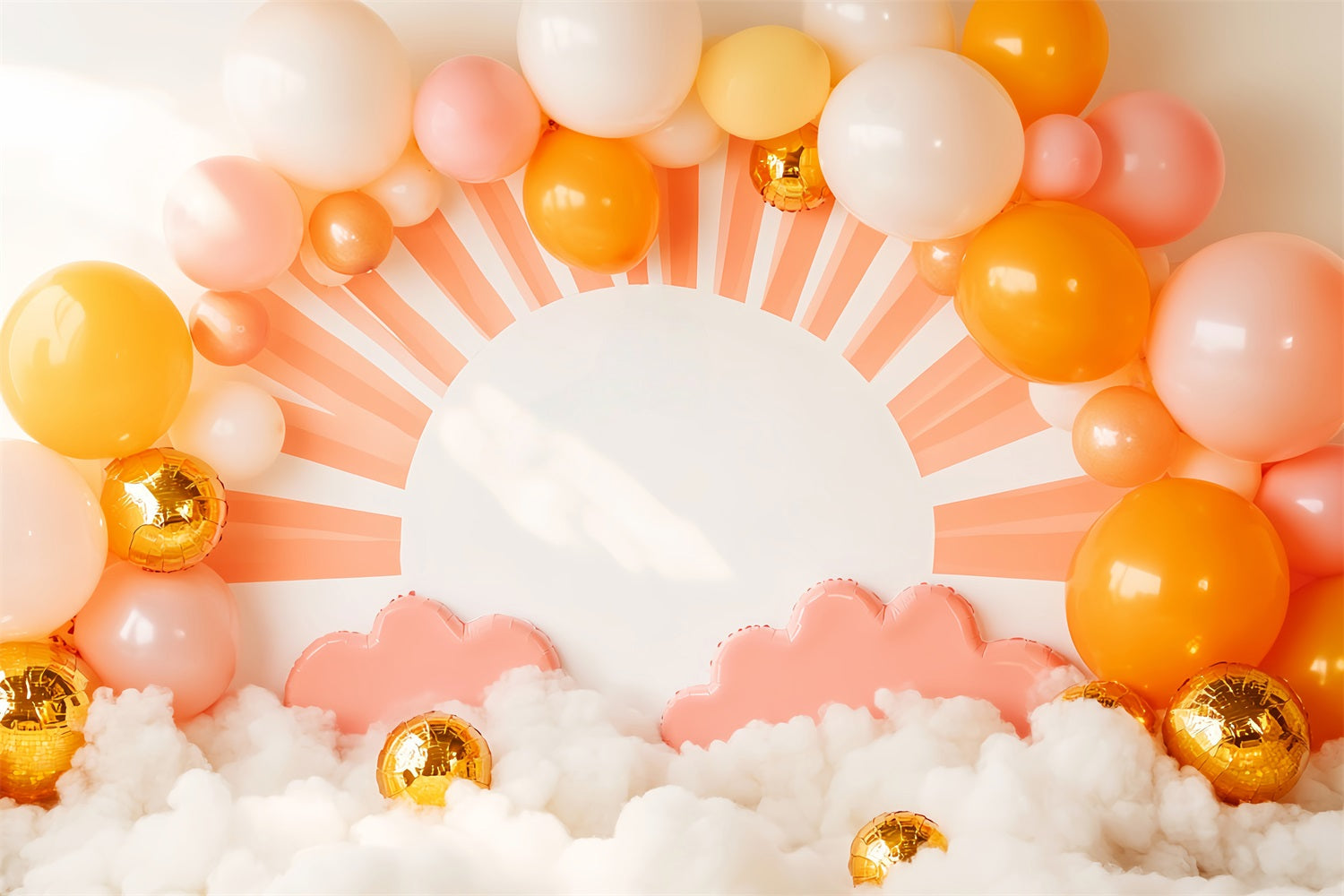 Toile de fond Nouveau-Né Lever de Soleil Nuages Lumineux Ballons LXX58-383