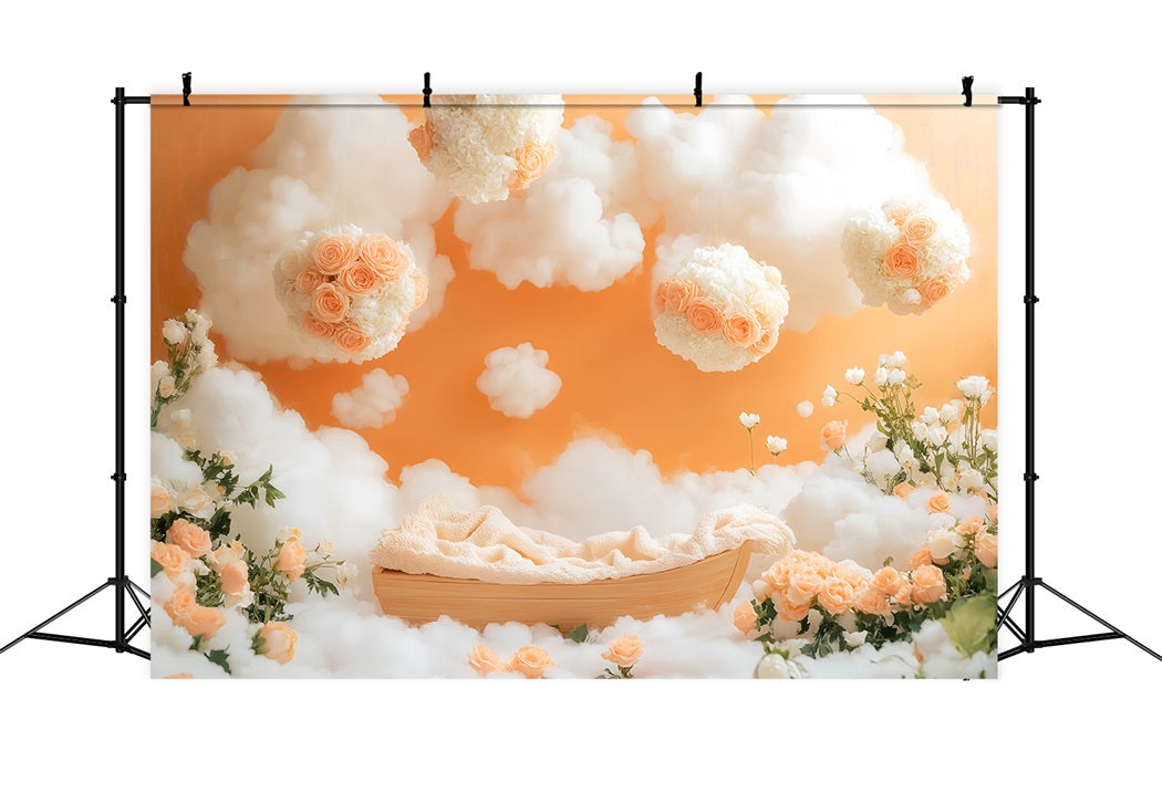 Toile de fond Nouveau-Né Rêve Nuageux Rose Pêche LXX58-385