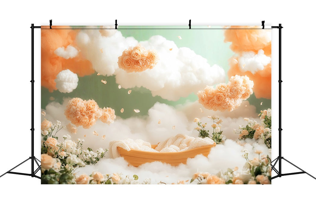 Toile de fond Bébé Fantaisie Nuageuse Florale Flottante LXX58-386