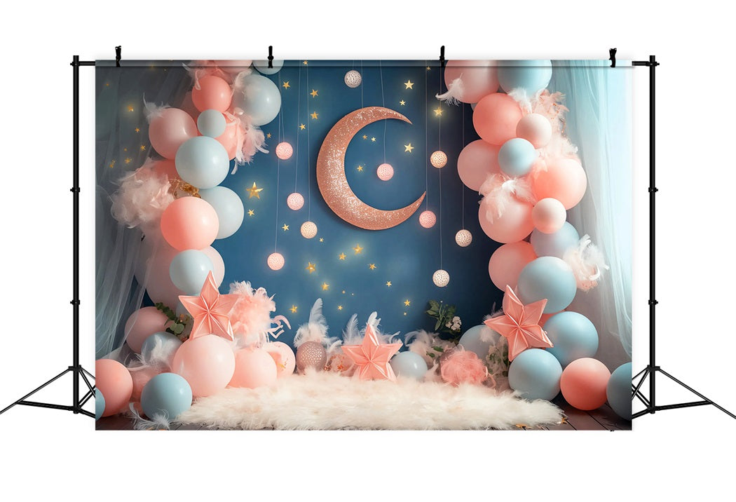 Toile de fond Nouveau-Né Lune et Étoiles Ballons Rêveurs LXX58-389