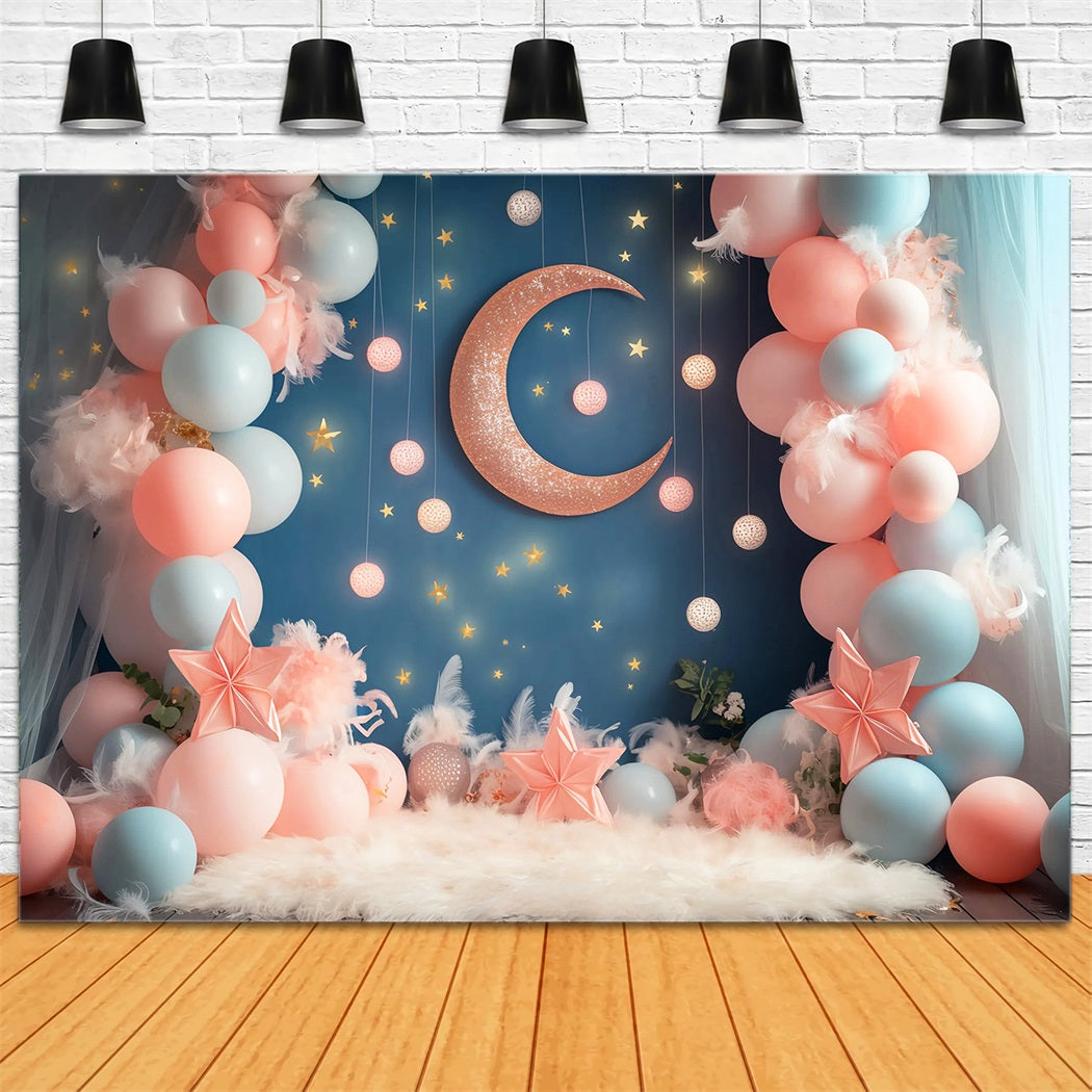 Toile de fond Nouveau-Né Lune et Étoiles Ballons Rêveurs LXX58-389