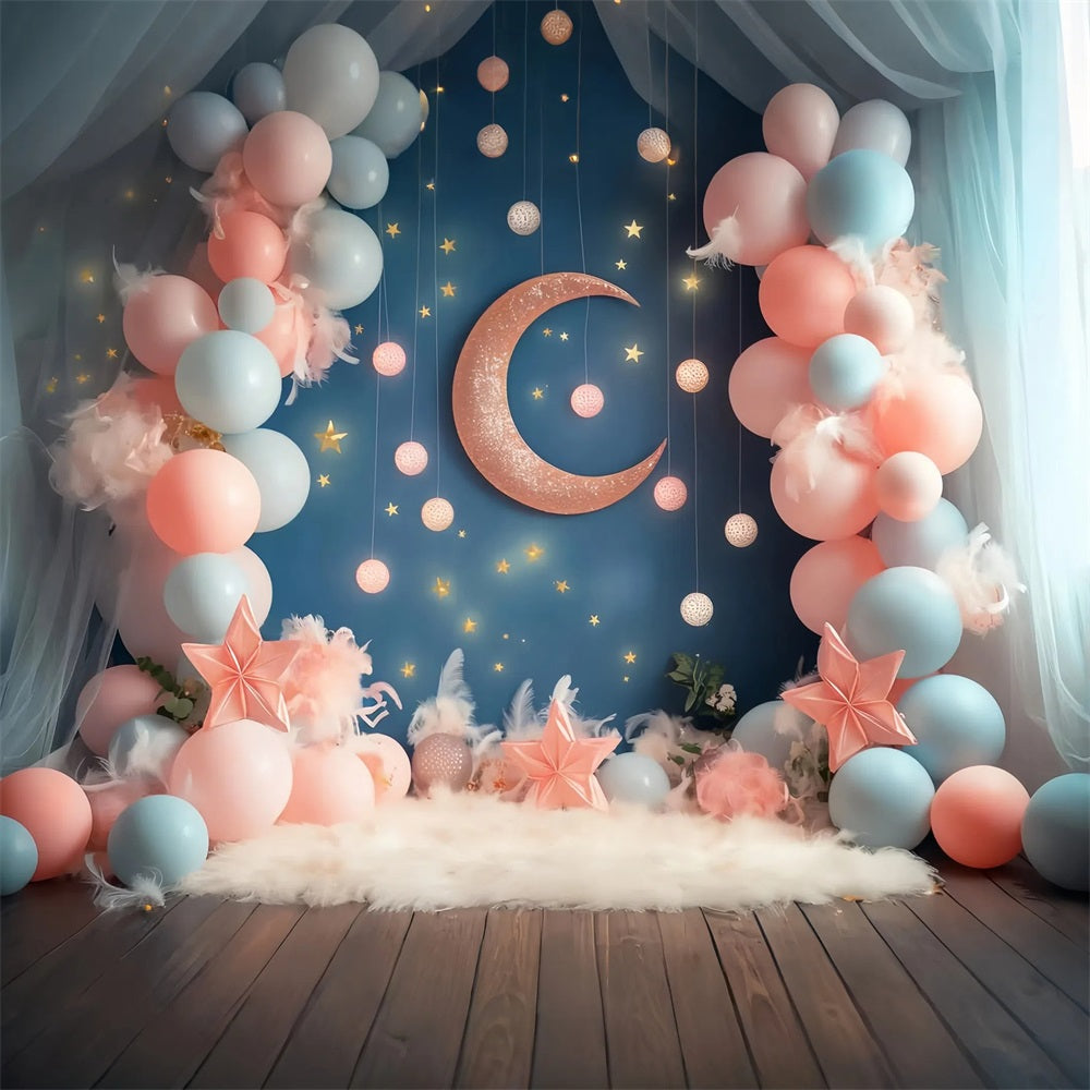 Toile de fond Nouveau-Né Lune et Étoiles Ballons Rêveurs LXX58-389