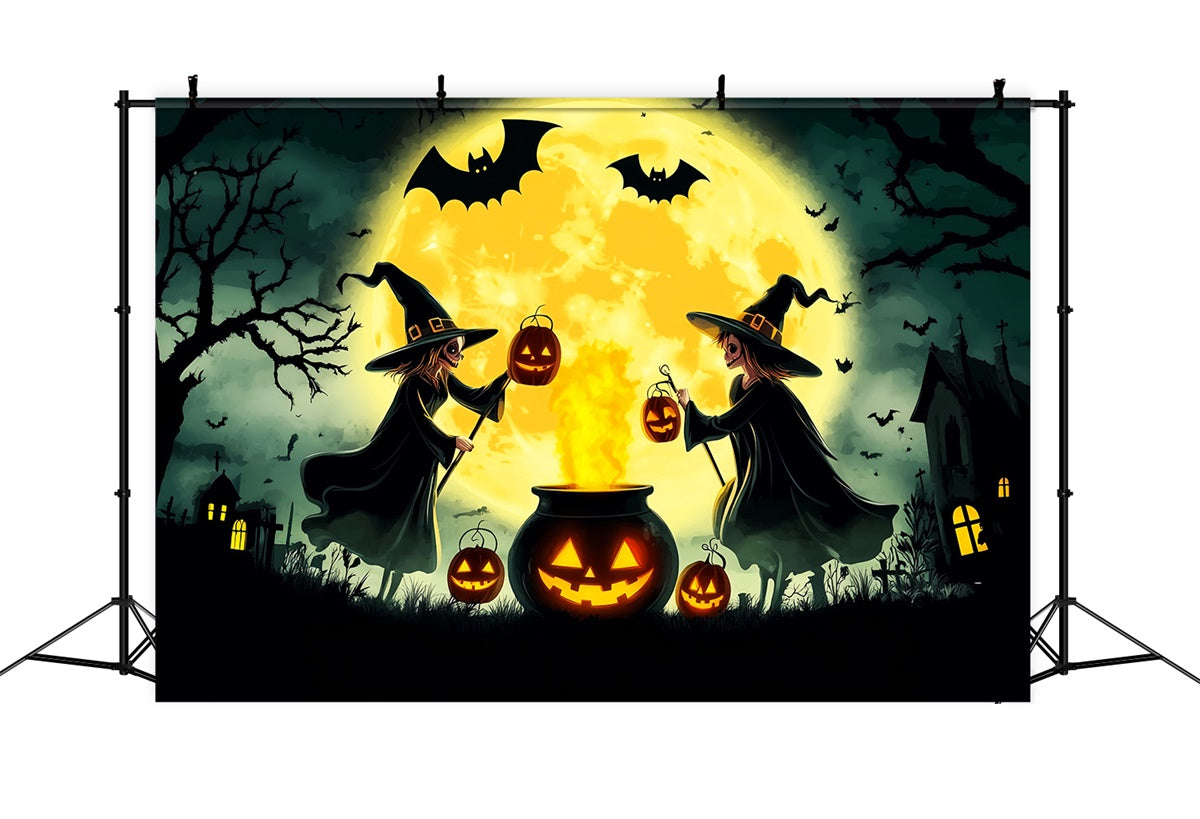 Fond halloween photo Sorcières Clair de Lune Porte de Garage LXX58-4