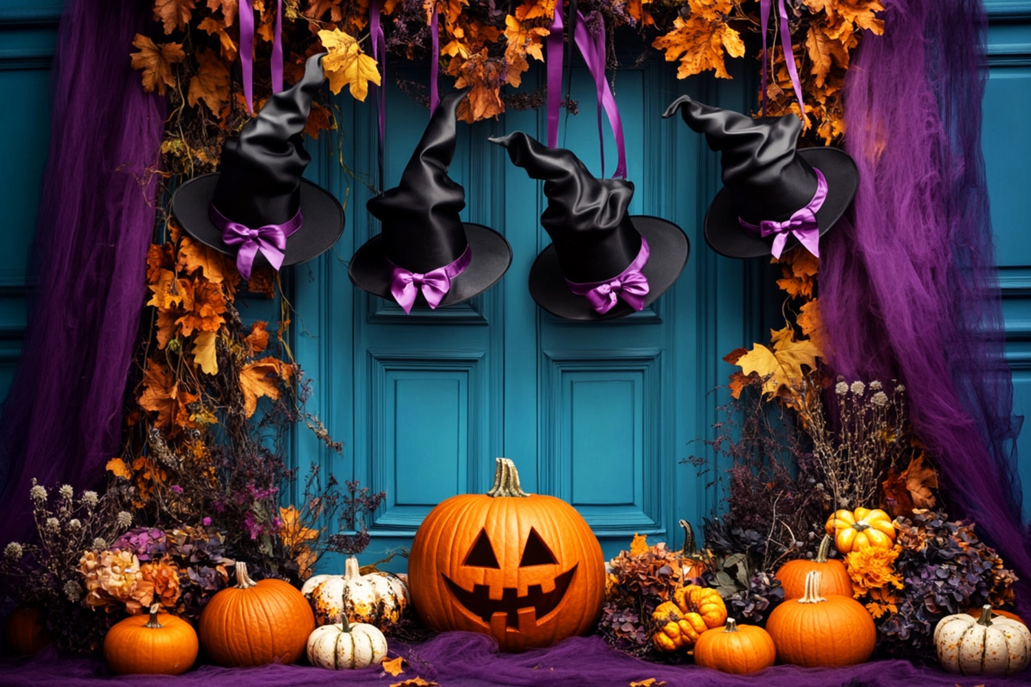 Toile de fond halloween Porte Magique Chapeau de Sorcière LXX58-50