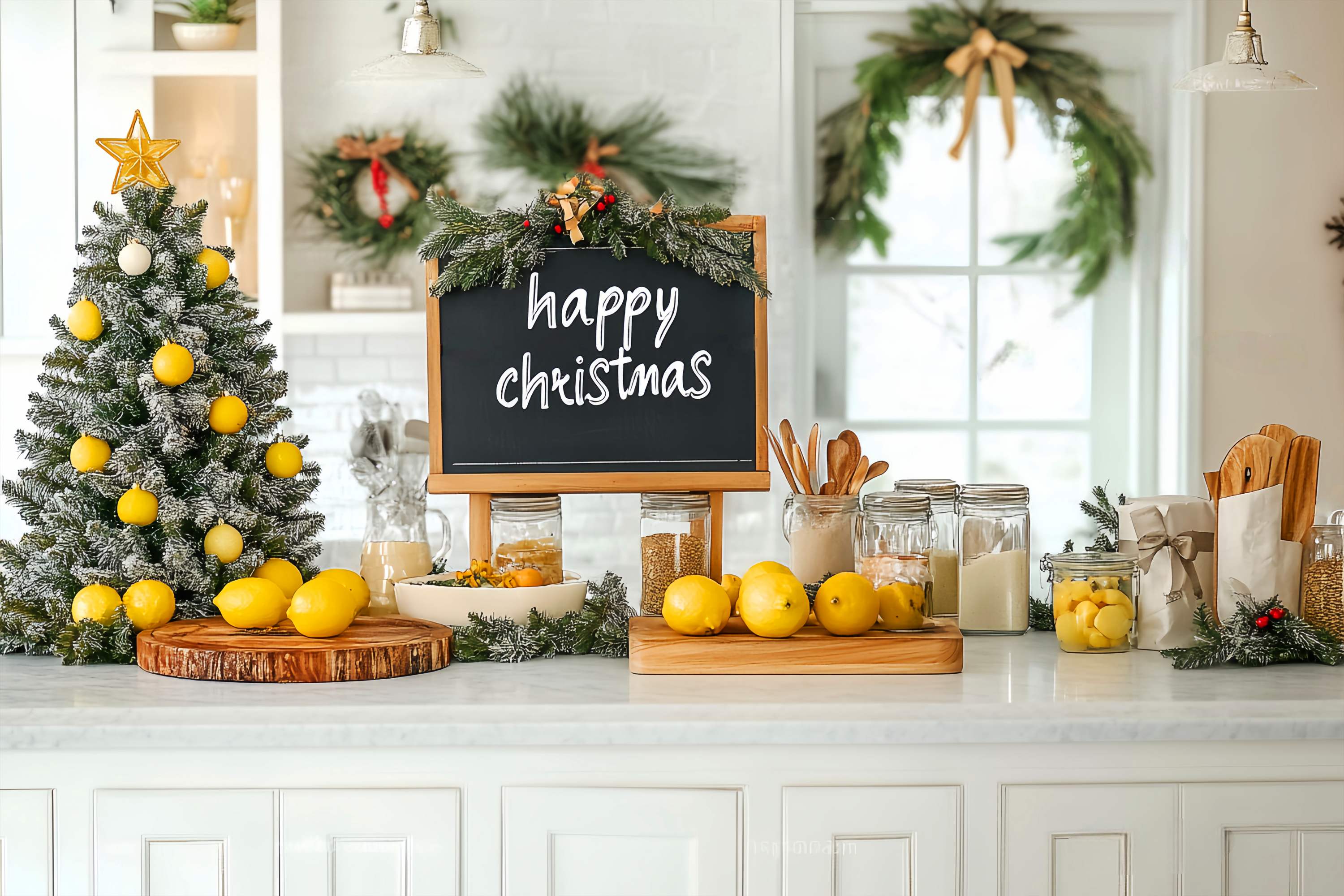 Toile de fond Noël Cuisine Ferme Citronnée LXX58-56