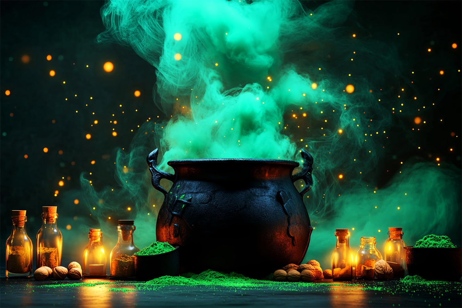 Fond studio halloween Sorcière Brume et Chaudron LXX58-6