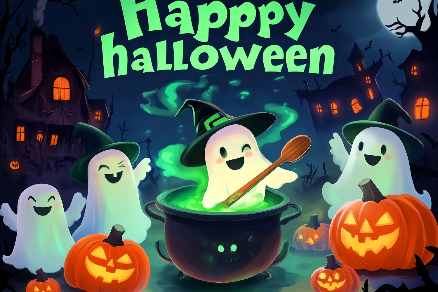 Fond de photo halloween Fantôme Mignon Dessin Animé LXX58-7