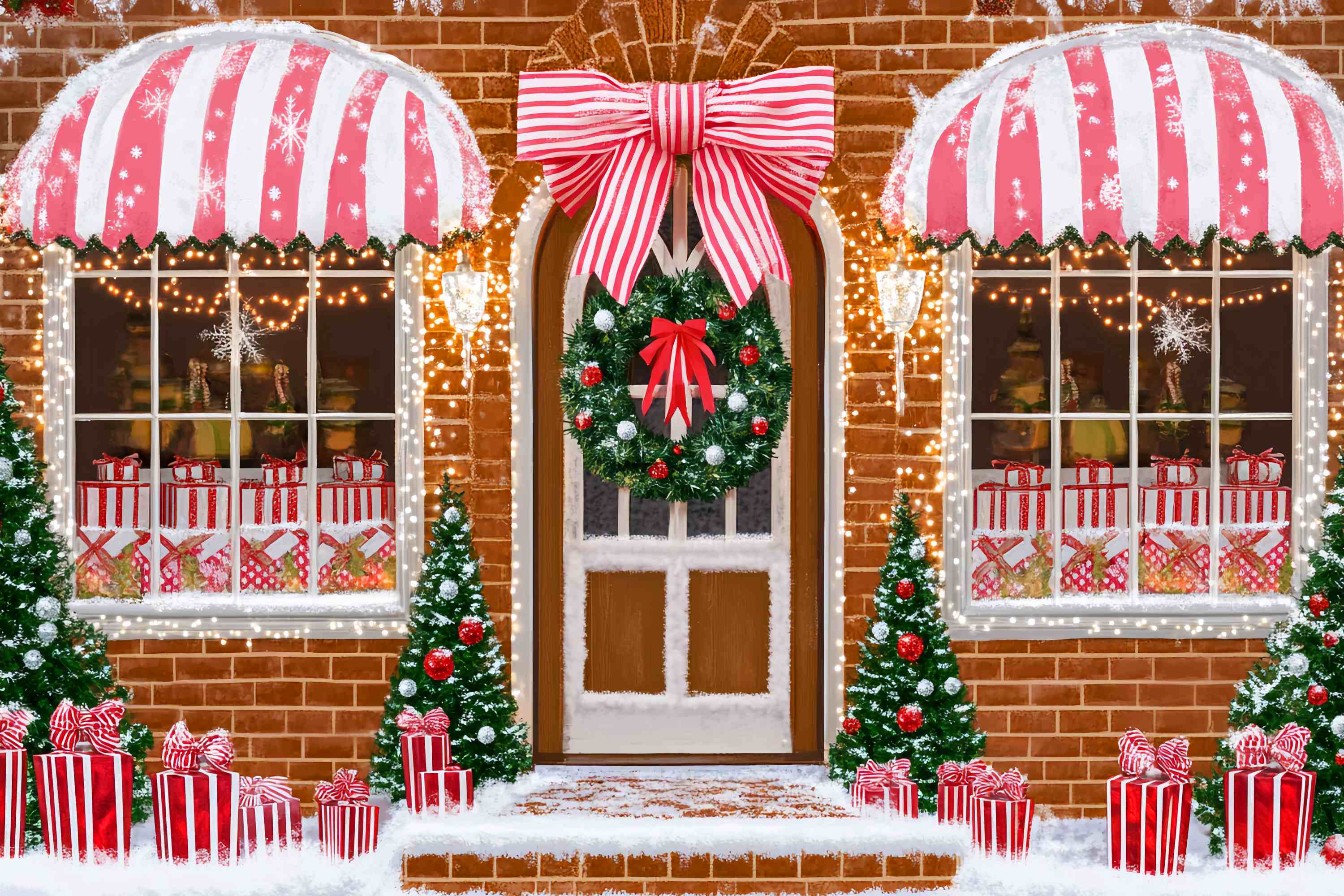 Toile de fond Noël Boutique Sucrée Canne en Bonbon LXX58-71