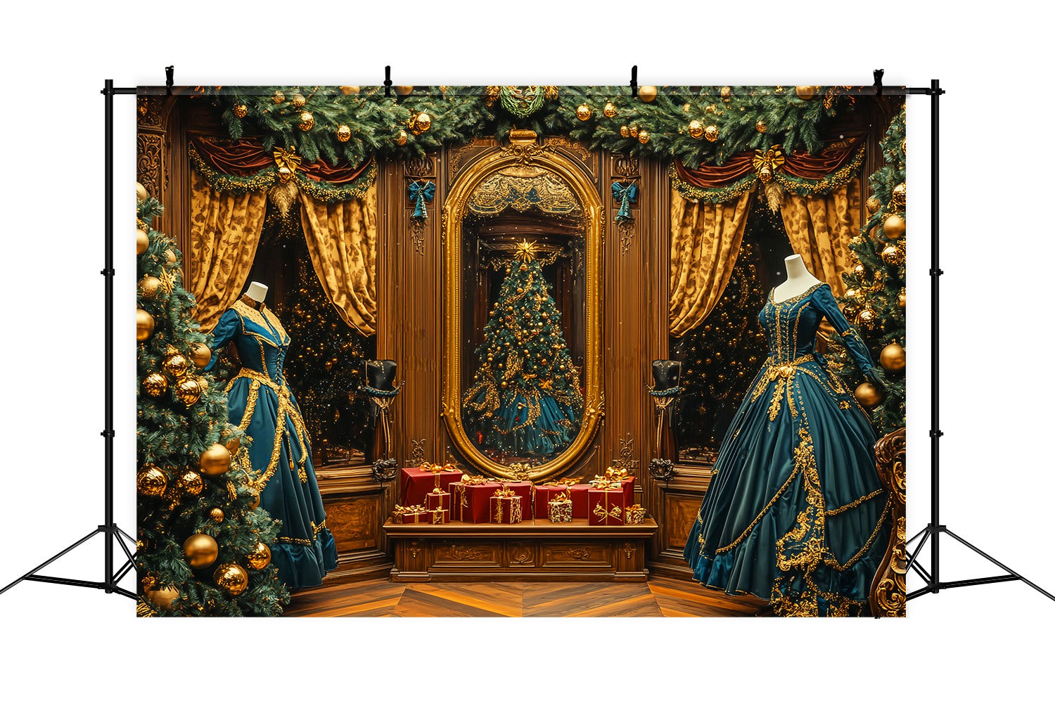 Toile de fond Noël Salle de Bal Miroir Doré Victorien LXX58-80