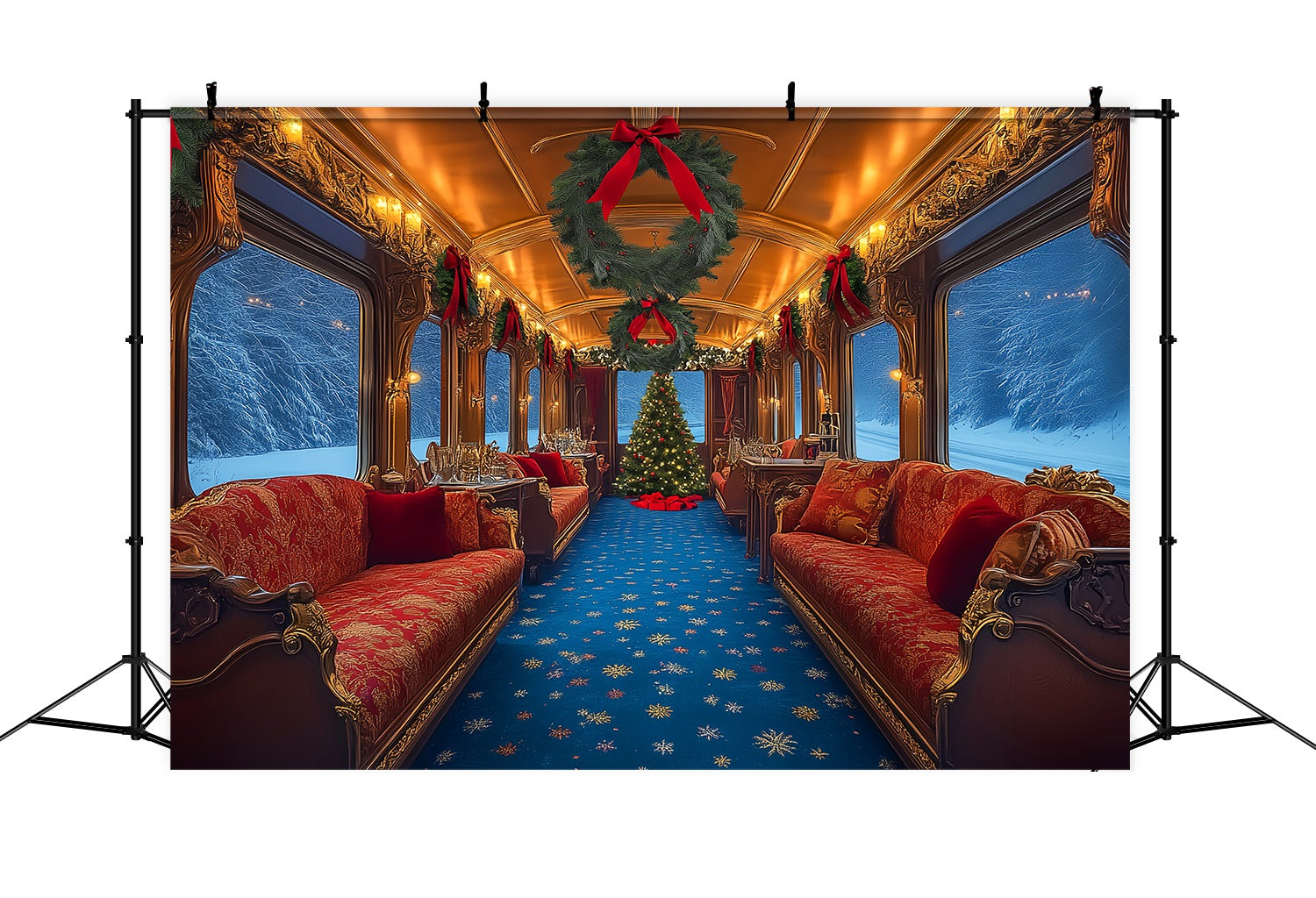 Toile de fond Noël Salon Train de Luxe de Noël LXX58-86