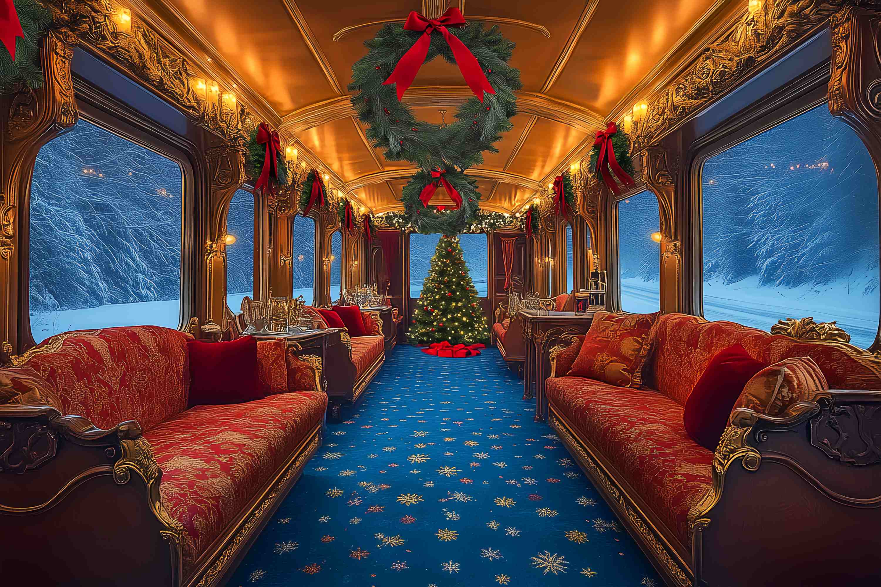 Toile de fond Noël Salon Train de Luxe de Noël LXX58-86